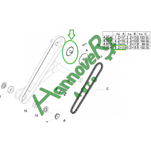 Зірочка верхня Z-13 цепу колеса Optima Kverneland AC498277 (АС498277)